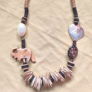 Wood Boho Elephant Shell Beach Abalone
